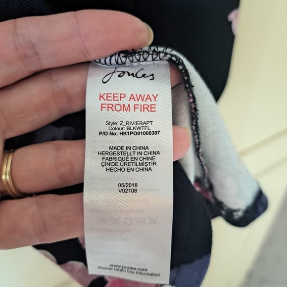 Joules Riviera Print Black Floral Women's Dress.  Size 2 - Picture 5 of 7